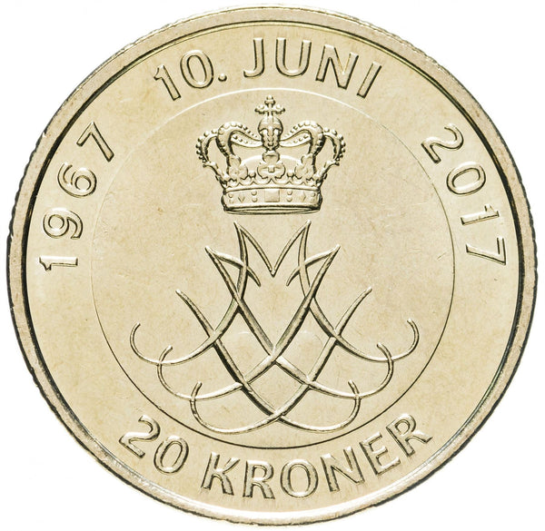 Denmark | 20 Kroner Coin | Margrethe II Royal Golden Wedding | KM966 | 2017