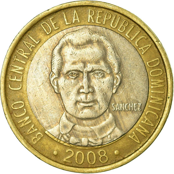 Dominican Republic 5 Pesos Coin | Francisco del Rosario Sanchez | KM89 | 2008