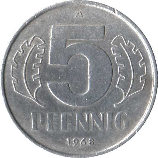 East German 5 Pfennig | Deutsche Demokratische Republik | KM9 1968 - 1990