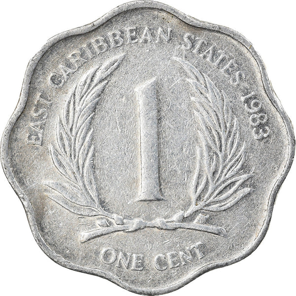 Eastern Caribbean States Coin 1 Cent | Queen Elizabeth II | Palm | KM10 | 1981 - 2001