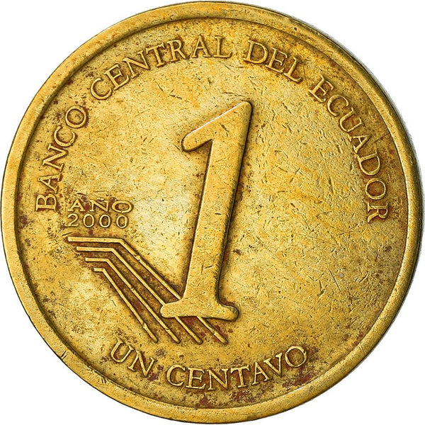 Ecuador | 1 Centavo Coin | Globe - Equator | Km:104 | 2000 - 2003