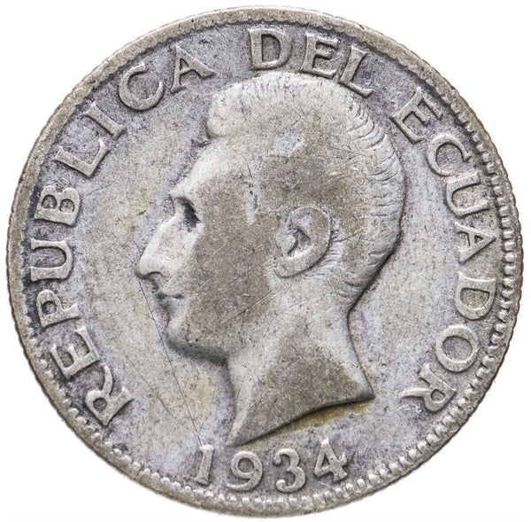 Ecuador 1 Sucre Coin | Antonio Jose de Sucre | KM72 | 1928 - 1934