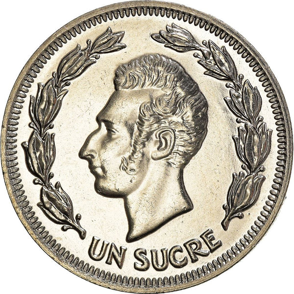 Ecuador 1 Sucre Coin | Antonio Jose de Sucre | KM83 | 1974 - 1977