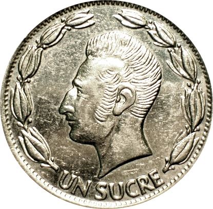 Ecuador 1 Sucre Coin | Antonio Jose de Sucre | KM85 | 1985 - 1986
