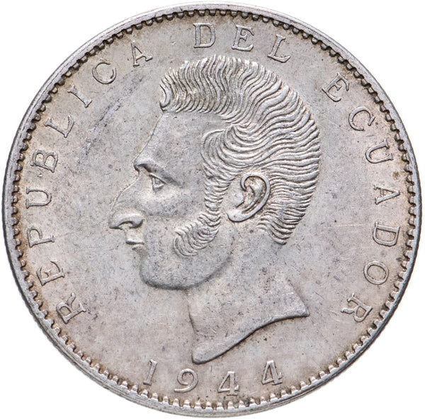 Ecuador 2 Sucres Coin | Antonio Jose de Sucre | KM80 | 1944