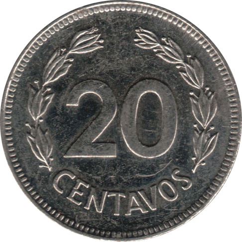 Ecuador | 20 Centavos Coin | KM77.2a | 1975 - 1981