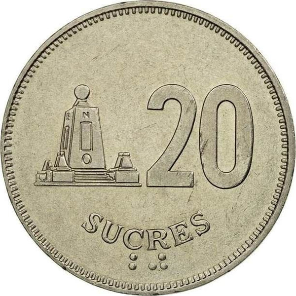 Ecuador | 20 Sucres Coin | Mitad del Mundo | Km:94 | 1988 - 1991