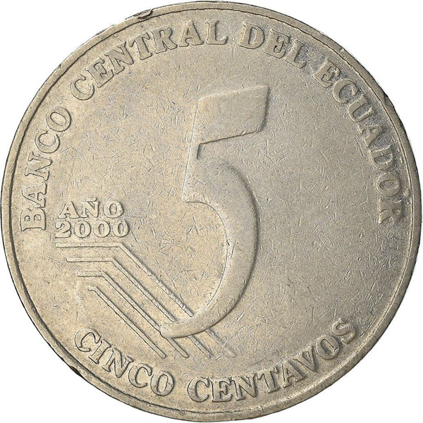 Ecuador 5 Centavos Coin | Juan Montalvo | KM105 | 2000 - 2005