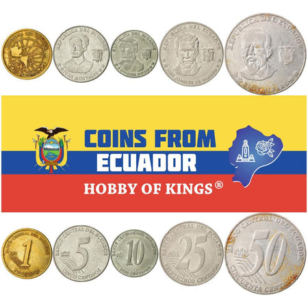 Ecuador | 5 Coin Set | 1 5 10 25 50 Centavos | 2000 - 2003