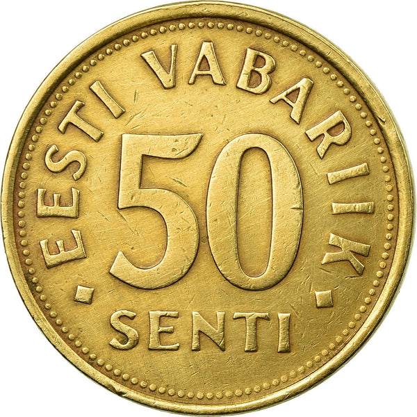 Estonia Coin Estonian 50 Senti | Lions | KM24 | 1992 - 2007