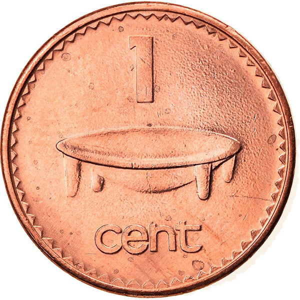 Fiji | 1 Cent Coin | Elizabeth II | Tanoa Kava Bowl | KM49a | 1990 - 2001