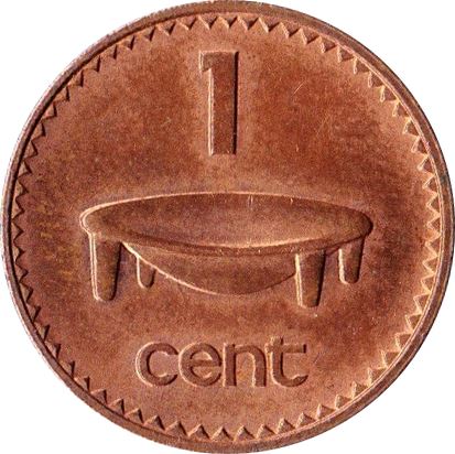 Fiji | 1 Cent Coin | Queen Elizabeth II | Tanoa Kava Bowl | KM49 | 1986 - 1987