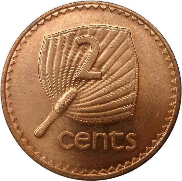 Fiji | 2 Cents Coin | Elizabeth II | Palm Fan | KM28 | 1969 - 1985