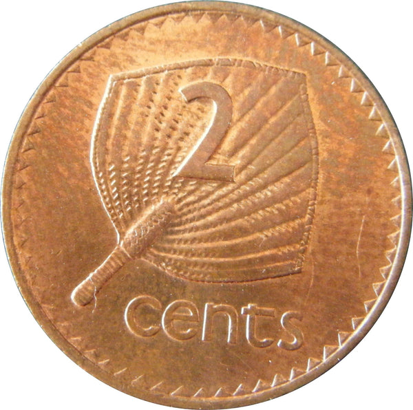 Fiji | 2 Cents Coin | Queen Elizabeth II | Palm Fan | KM50 | 1986 - 1987