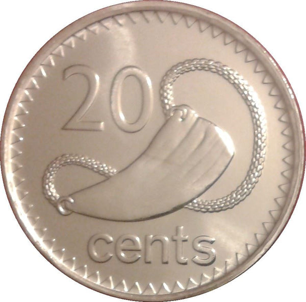 Fiji | 20 Cents Coin | Elizabeth II | Tabua | Sperm Whale | KM121 | 2009 - 2010