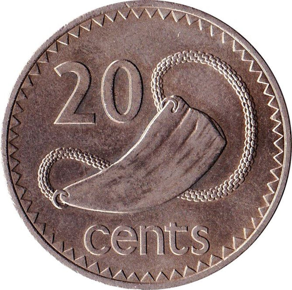 Fiji | 20 Cents Coin | Elizabeth II | Tabua | Sperm Whale | KM31 | 1969 - 1985