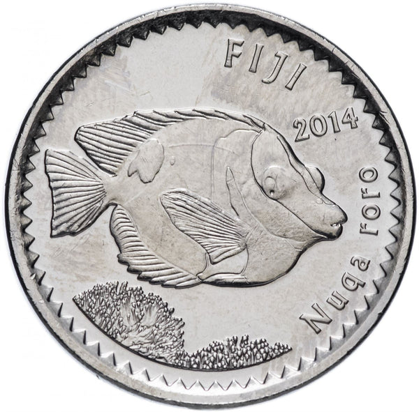 Fiji | 5 Cents Coin | Foxface Rabbitfish | Fijian Drum | KM332 | 2012 - 2014