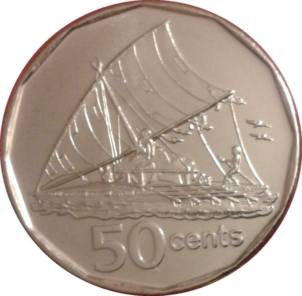 Fiji | 50 Cents Coin | Elizabeth II | Canoe Takia | KM122 | 2009 - 2010