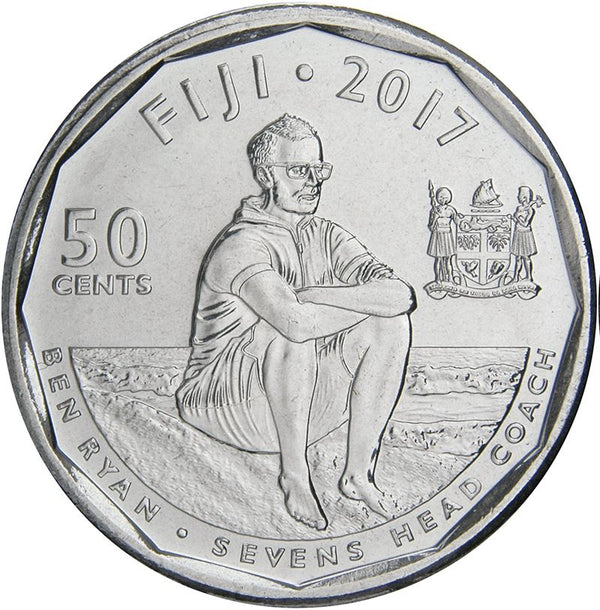 Fiji | 50 Cents Coin | Rugby | Ben Ryan C.F. | KM528 | 2017