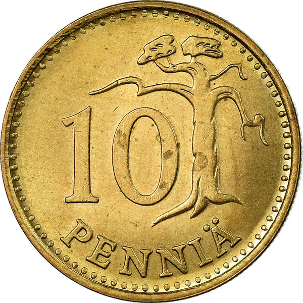 Finland Coin Finnish 10 Pennia | Tree | KM46 | 1963 - 1982