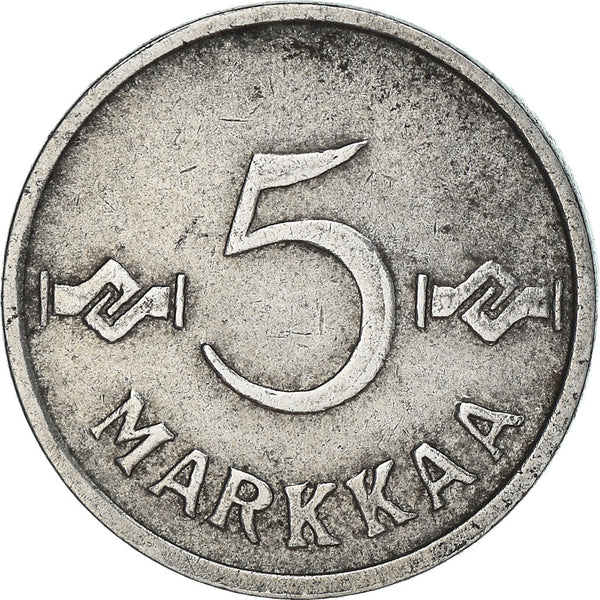 Finland Coin Finnish 5 Markkaa | Saint Hannes Cross | KM37 | 1952 - 1953