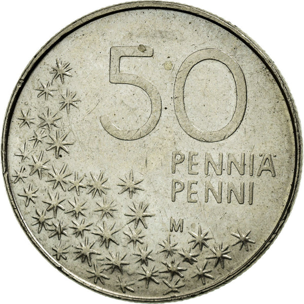 Finland Coin Finnish 50 Pennia | Brown Bear | Polytrichum commune | KM66 | 1990 - 2001