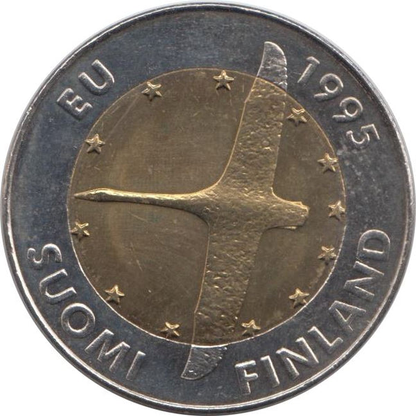 Finland | Finnish 10 Markkaa Coin | EU membership | Swan | KM82 | 1995
