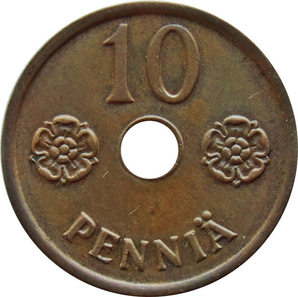 Finland | Finnish 10 Pennia Coin | Rose | KM33.1 | 1941 - 1943