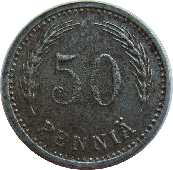 Finland | Finnish 50 Pennia Coin | Grain Sprig | KM26b | 1943 - 1948
