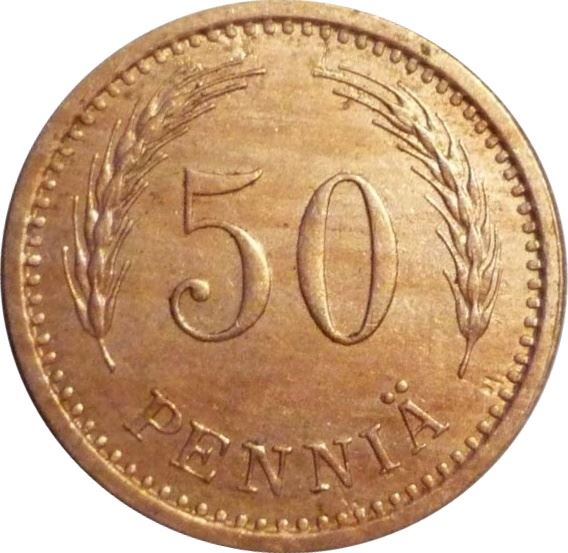 Finland | Finnish 50 Pennia Coin | KM26a | 1940 - 1943