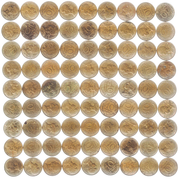 French 10 Centimes | 100 Coins | KM929 | France | Marianne | 1962 - 2001