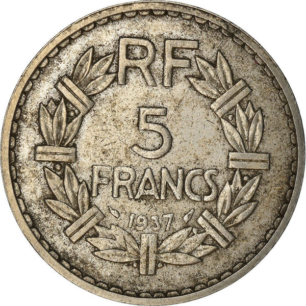 French 5 Francs Coin | KM888 | France | 1933 - 1939