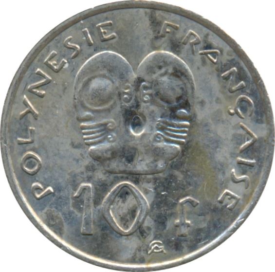 French Polynesia Coin French Polynesian 10 Francs | Marianne | Phrygian Cap | Tribal Mask | KM8a | 2006 - 2020