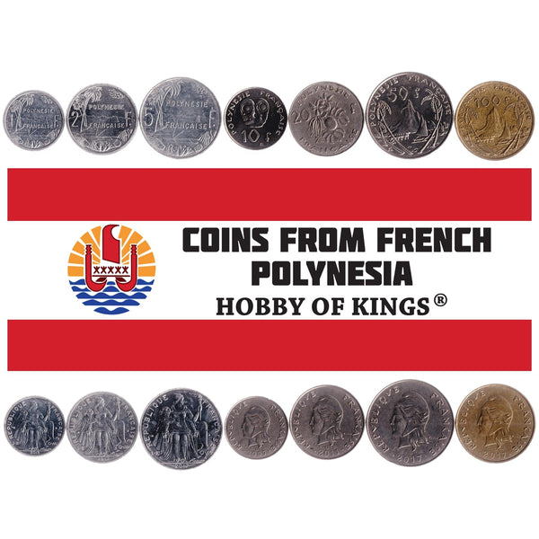 French Polynesian 7 Coin Set 1 2 5 10 20 50 100 Francs | French Polynesia | 2006 - 2020