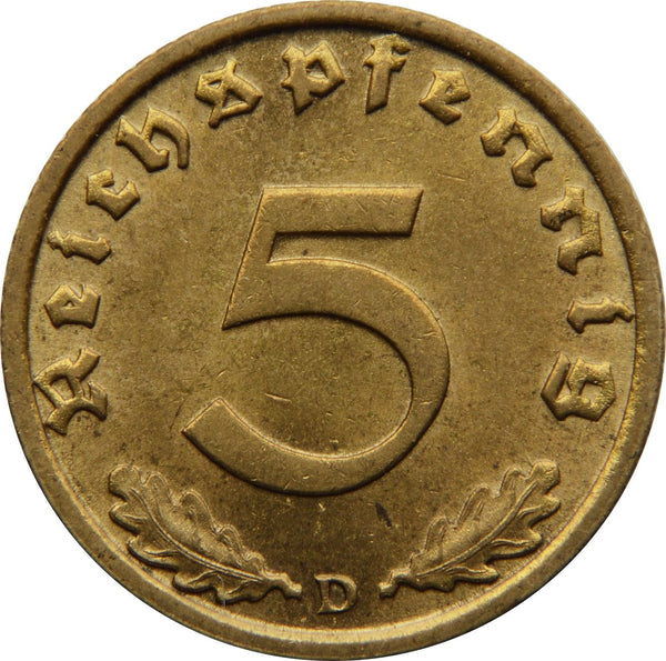 German Third Reich 5 Reichspfennig Coin | KM91 | 1936 - 1939