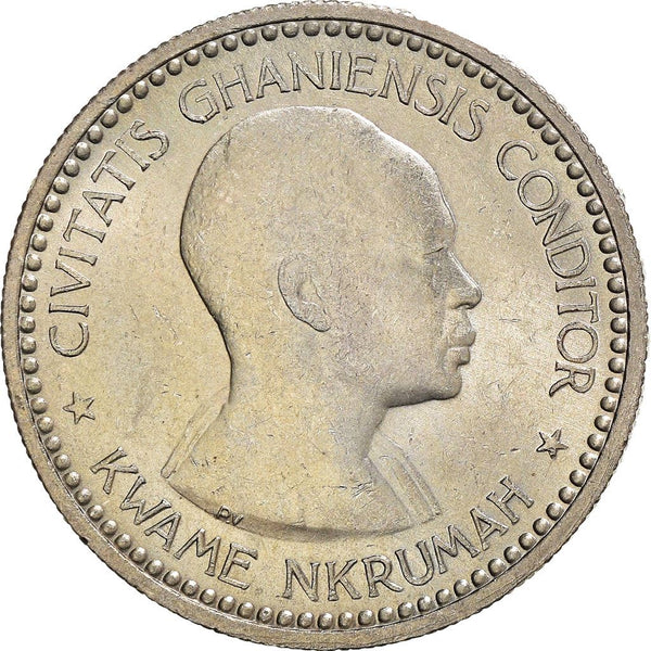 Ghana 1 Shilling Coin | Kwame Nkrumah | Star | Queen Elizabeth II | KM5 | 1958