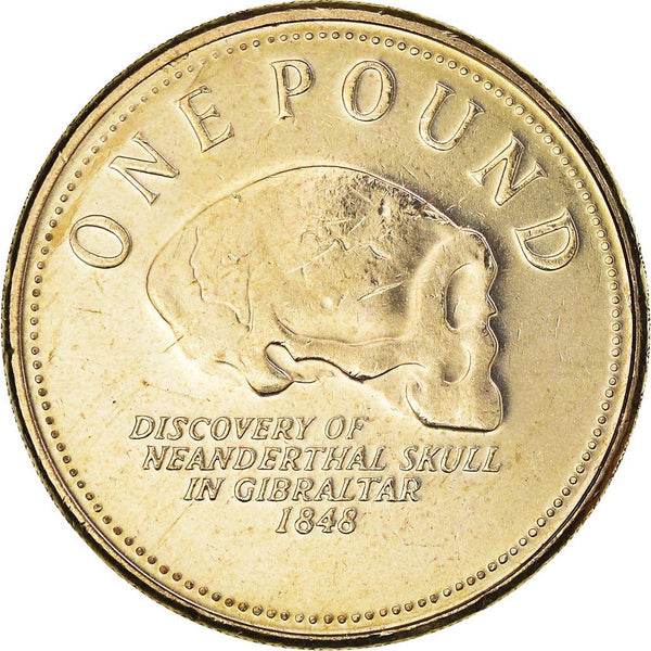 Gibraltar | 1 Pound | Queen Elizabeth II | Neanderthal Skull | KM1091 | 2005 - 2011