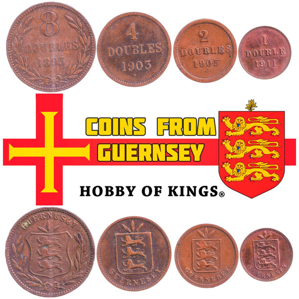 Giernésiais 4 Coin Set 1 2 4 8 Doubles | Guernsey | 1864 - 1911