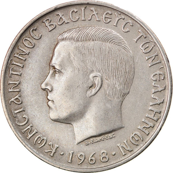 Greece 10 Drachmai Coin | Constantine II | KM96 | 1968