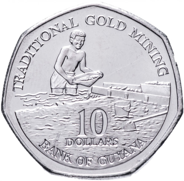 Guyana | 10 Dollars Coin | Gold Mine | KM52 | 1996 - 2018