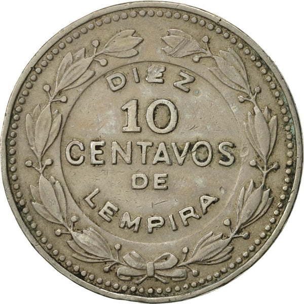 Honduras 10 Centavos Coin | Pyramid | Wreath | KM76.2 | 1954 - 1993