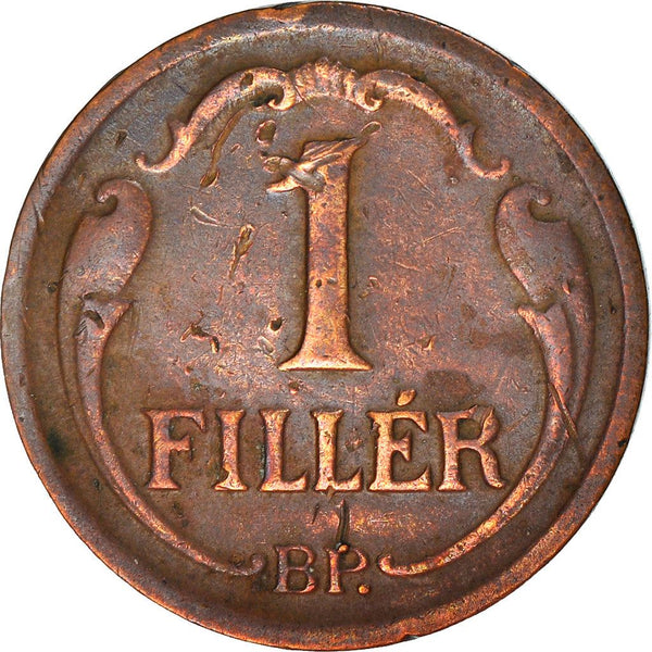 Hungary 1 Filler Coin | Miklos Horthy | Crown | KM505 | 1926 - 1939