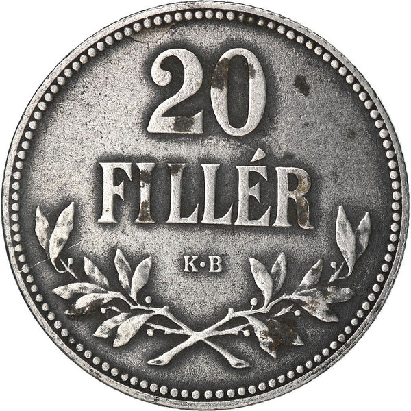 Hungary 20 Filler Coin | Saint Stephen Crown | KM498 | 1916 - 1922