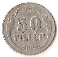 Hungary | 50 Filler Coin | Miklos Horthy | Sacred Crown | KM509 | 1926 - 1940