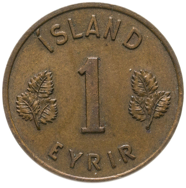 Iceland 1 Eyrir Coin | Icelandic Betula Pubescens | KM8 | 1946 - 1966