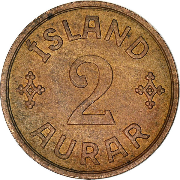 Iceland 2 Aurar Coin | Christian X | KM6 | 1926 - 1942