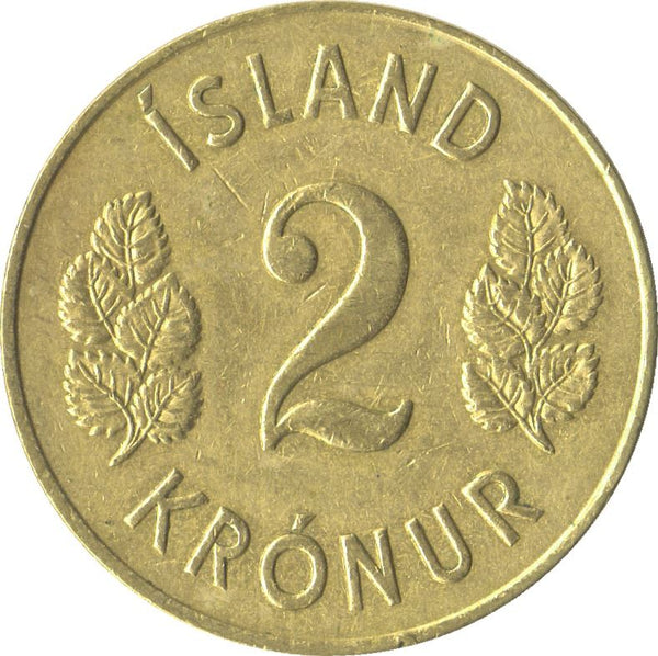 Iceland 2 Kronur Coin | Bull Grioungur | Eagle Gammur | Dragon Dreki | Giant Bergrisi | Betula Pubescens | KM13 | 1946