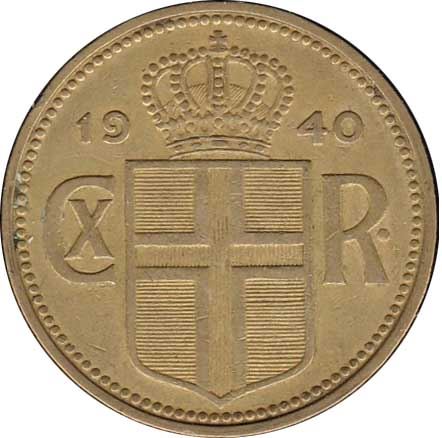 Iceland 2 Kronur Coin | Christian X | KM4 | 1925 - 1940