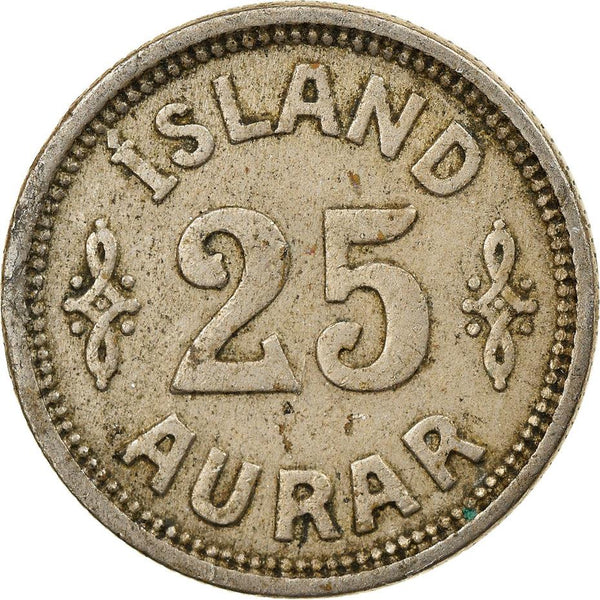 Iceland 25 Aurar Coin | King Christian X | KM2 | 1922 - 1940