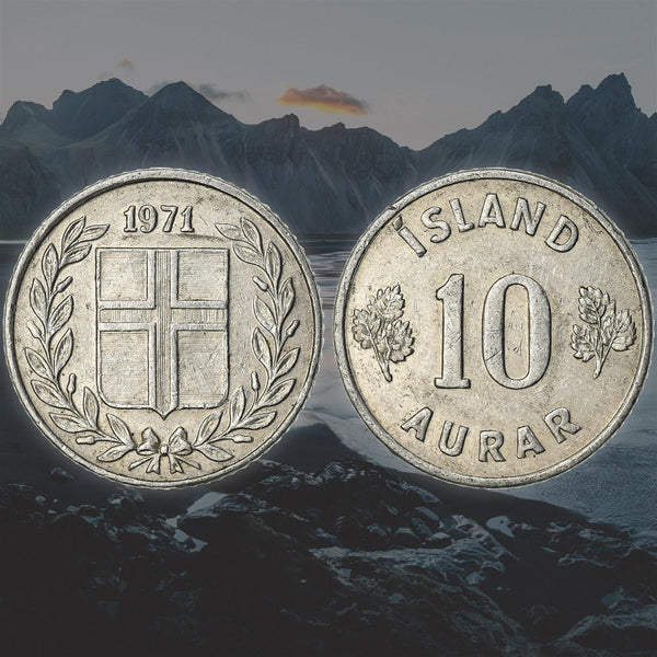 Iceland Coin Icelander 10 Aurar | Betula Pubescens Leaves | KM10a | 1970 - 1974